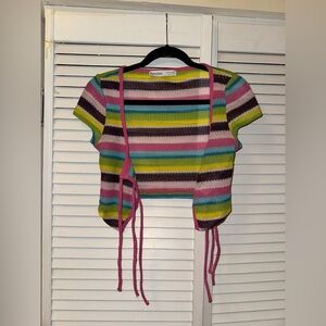 Bershka Colorful Striped Knit Top